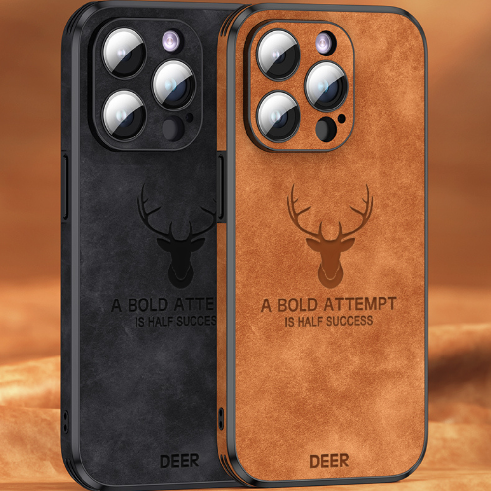 Schokbestendig leren iPhone hoesje, voelt zacht aan en biedt robuuste bescherming.