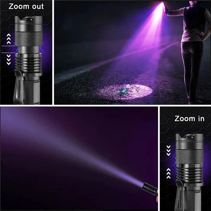 Duurzame aluminium UV zaklamp, krachtig instrument voor vlekdetectie en inspectie van verborgen vuil.