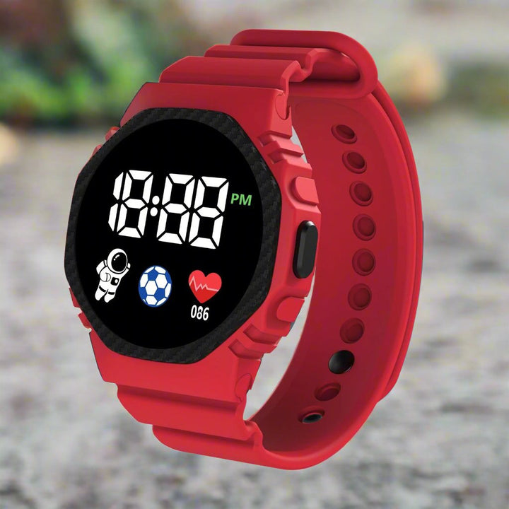 Robuust AdventureTime kinderhorloge met waterdicht LED display voor avontuurlijke jongens en meisjes.