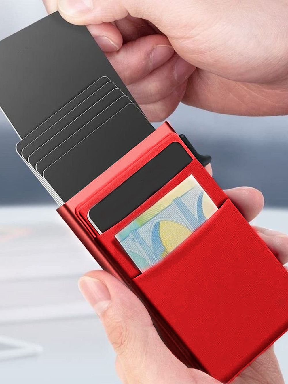 Metalen RFID portemonnee voor mannen, dunne mini kaartbeschermer met hoge beveiliging.