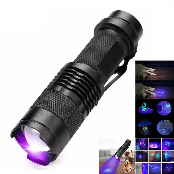 Krachtige LED UV zaklamp voor nauwkeurige vlekdetectie en grondige hygiëne inspectie in elk huishouden.