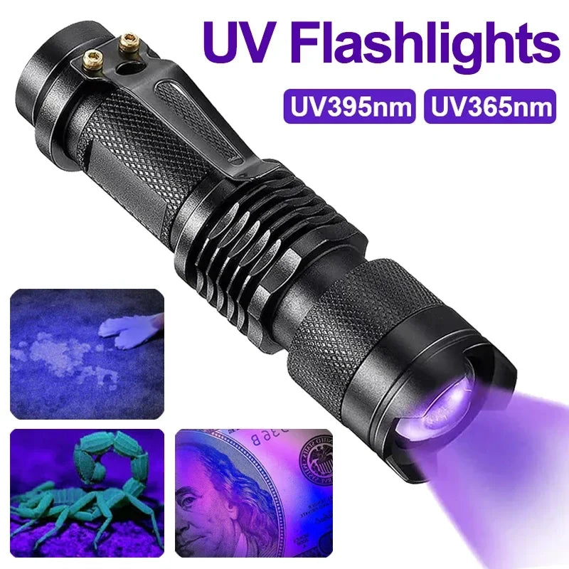 Veelzijdige UV zaklamp, onmisbaar voor huisdier urinevlekken, vlekdetectie, en algehele hygiëne inspectie.