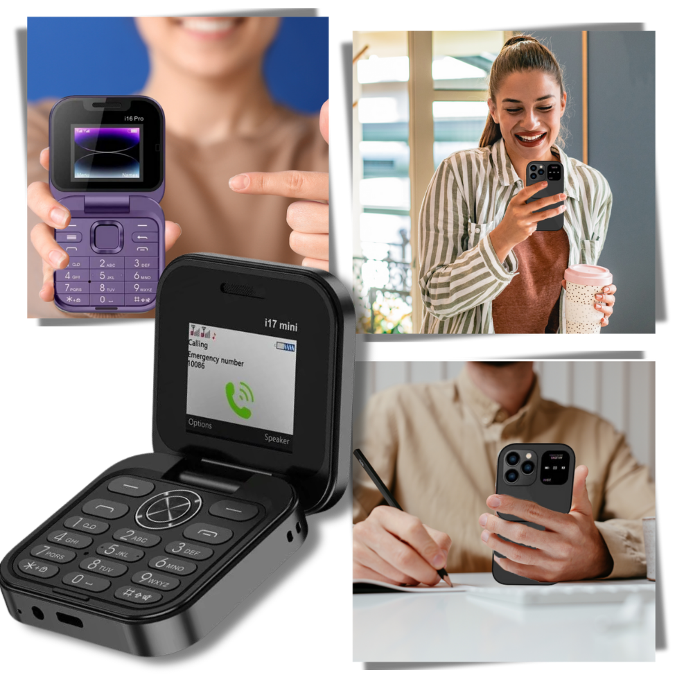 Gesloten FlexFold klaptelefoon Dual SIM, toont slank, compact ontwerp en draagbaarheid.