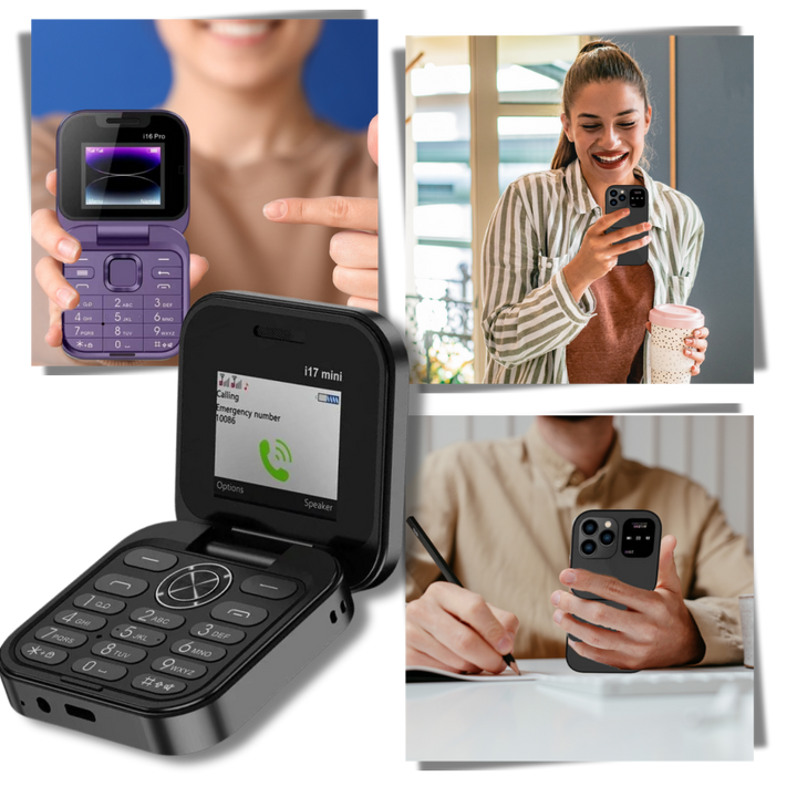 Gesloten FlexFold klaptelefoon Dual SIM, toont slank, compact ontwerp en draagbaarheid.