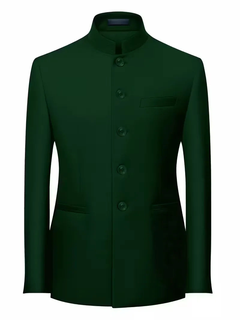 Elegante heren colbert, slim fit, met opstaande mandarijnkraag voor een verfijnde stijl.