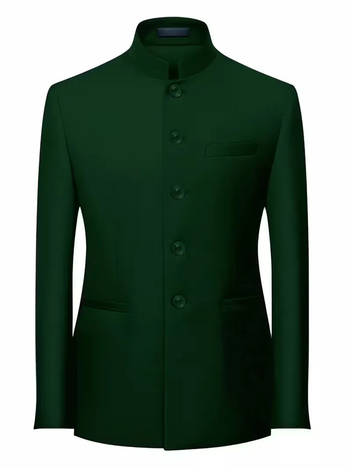 Elegante heren colbert, slim fit, met opstaande mandarijnkraag voor een verfijnde stijl.