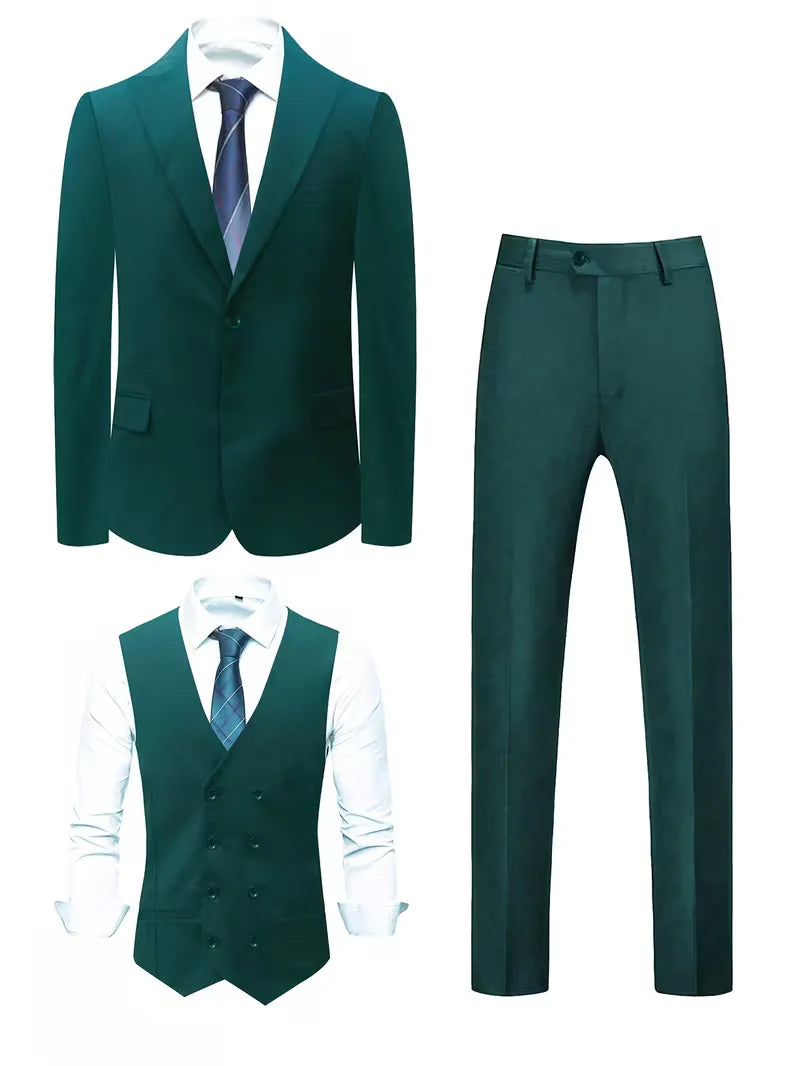 Zakelijk slim fit heren kostuum, driedelig compleet, professioneel en stijlvol.