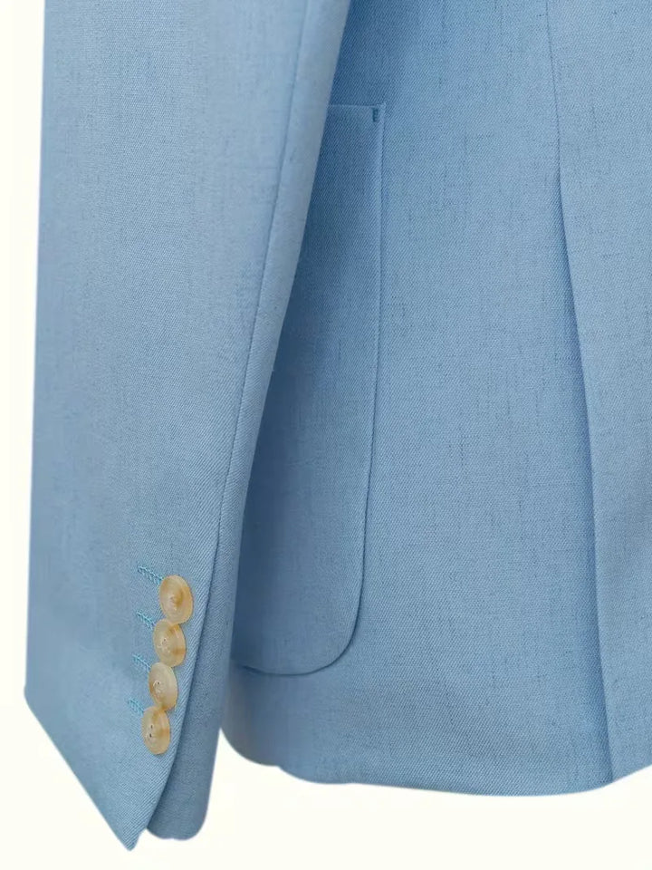 Licht linnen herencolbert, slimfit en elegant voor lentefeesten.