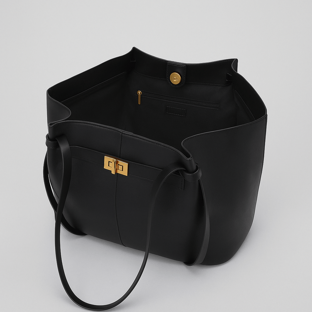 Bruine functionele shopper tas voor dames, perfect als werktas of schoudertas.