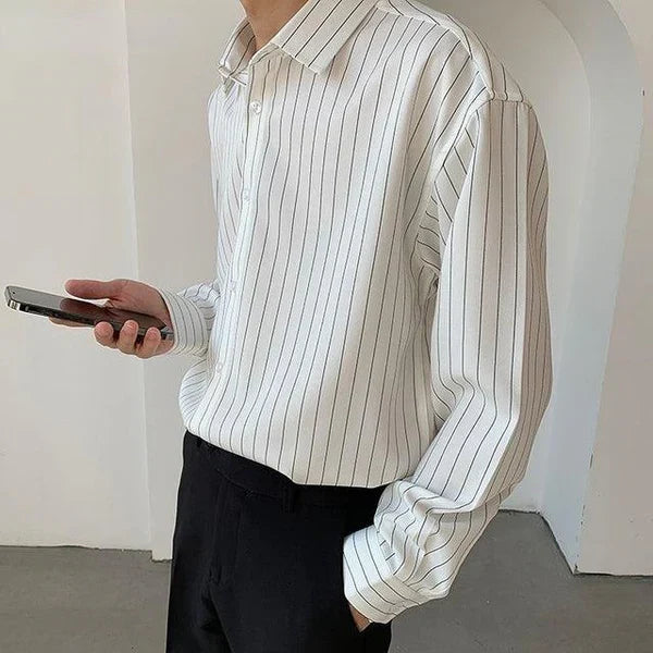 Comfortabel heren overhemd met lange mouwen, veelzijdig voor zowel zakelijke als casual lentekleding. Stijlvol.
