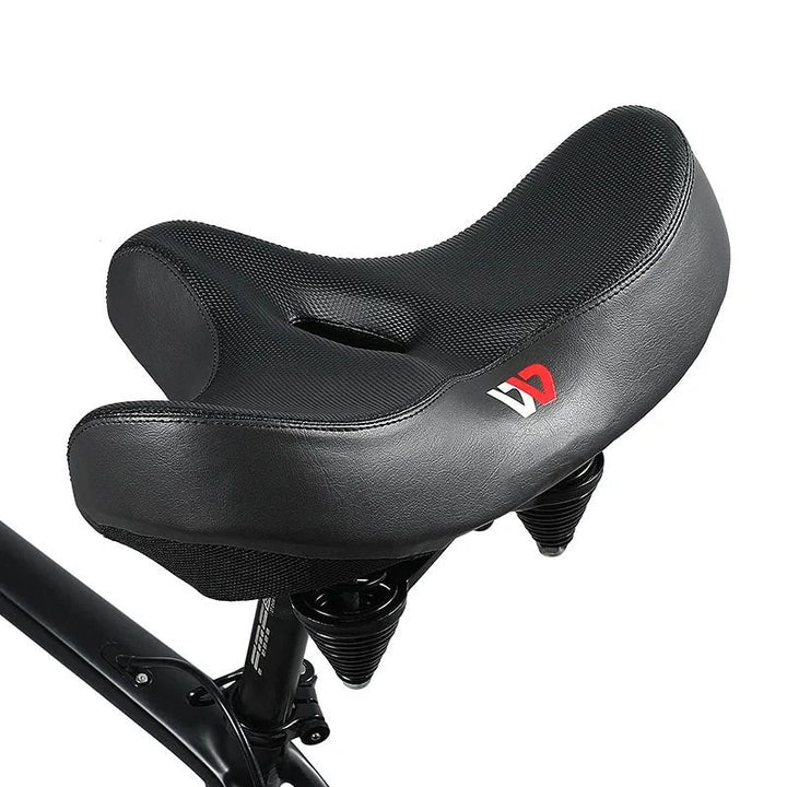 Breed comfort fietszadel met ergonomisch ontwerp, ideaal tegen zadelpijn. Geschikt voor langeafstanden fietsen.