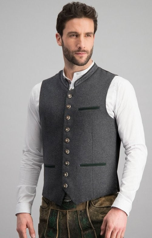 Grijs herengilet met moderne klassieke snit, perfect voor een veelzijdige en stijlvolle herenmode outfit.