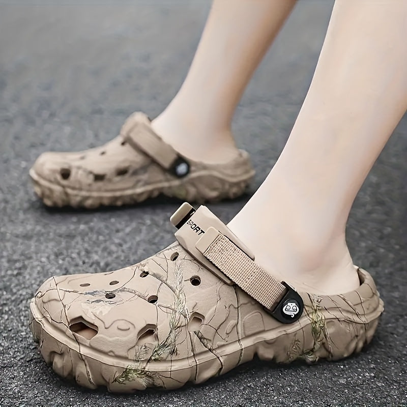 Comfortabele heren instappers, clogs met ademende structuur en antislip zool, ideaal voor buiten.