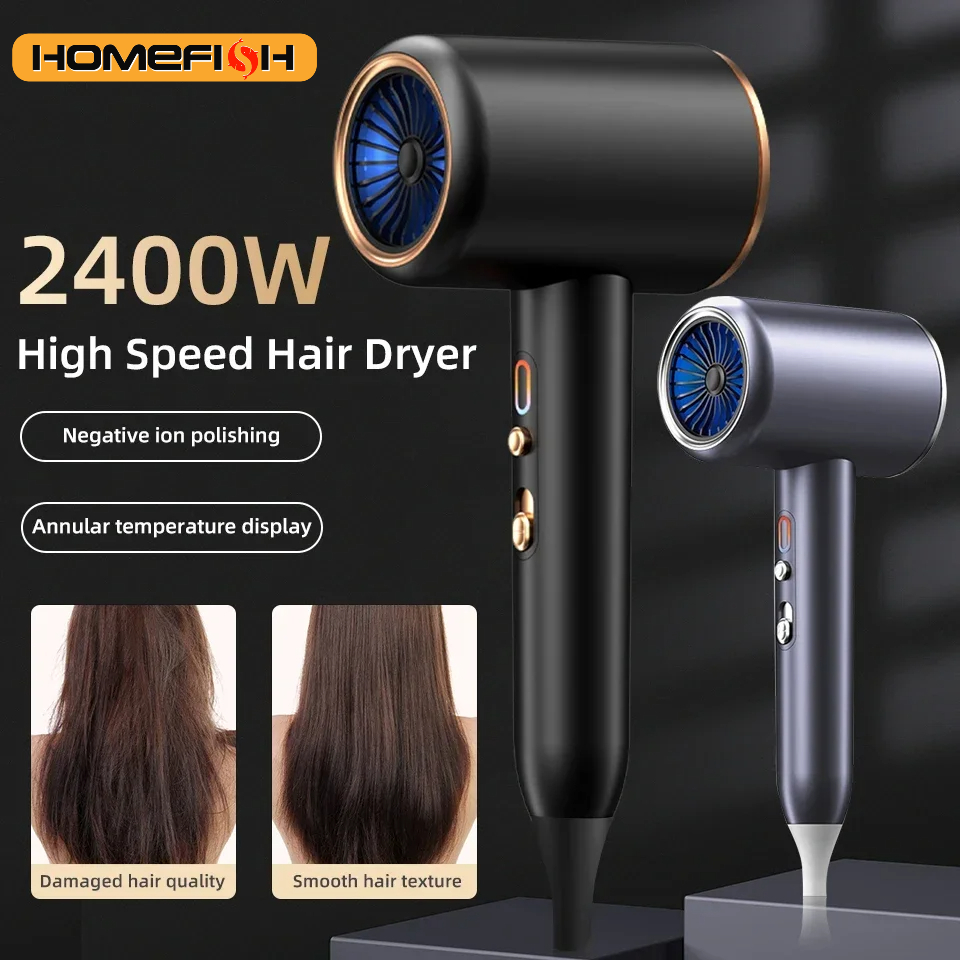 Krachtige haardroger 2400W voor snelle droging en salonwaardige haarstyling.