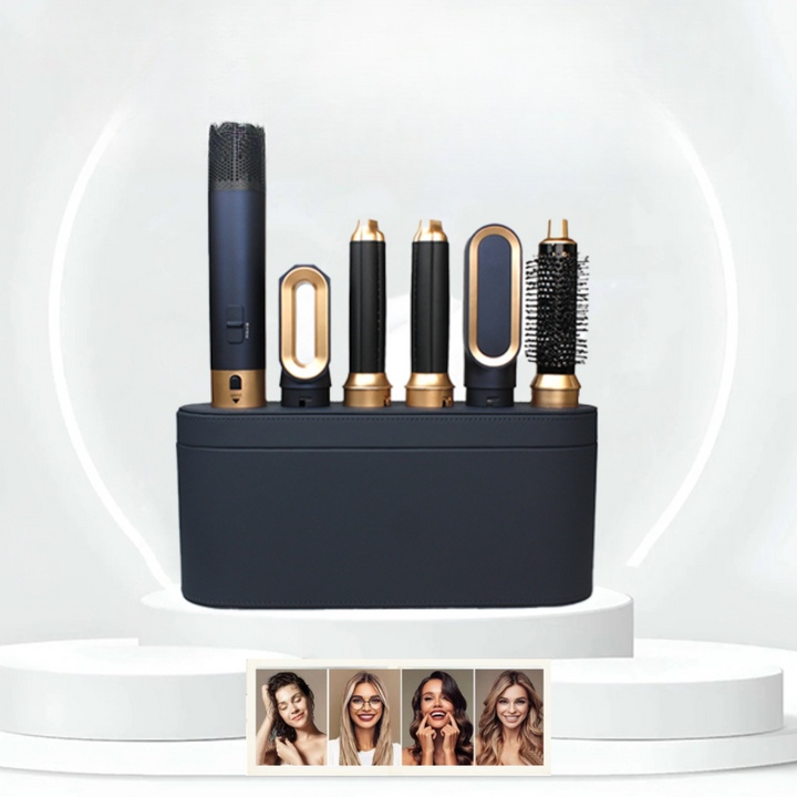 Dames AuraStyle 5-in-1 multi haarstyler met ionische technologie voor snel en gezond haar stylen, krullen en föhnen.