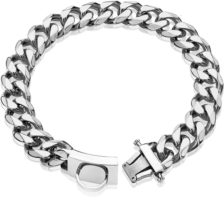 Sterke titanium stalen hondenhalsband voor grote, robuuste honden. Luxe huisdier accessoire.