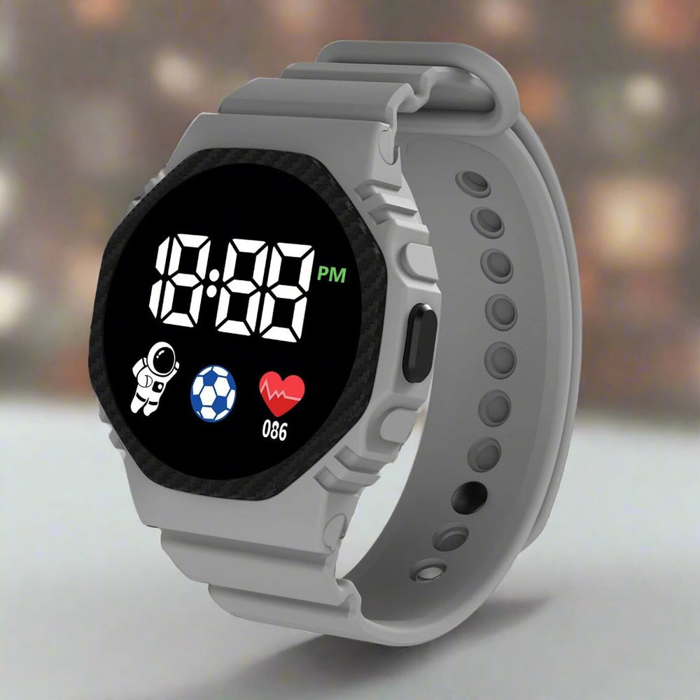 Digitaal unisex kinderhorloge met LED display. Ideaal sporthorloge voor actieve kinderen.