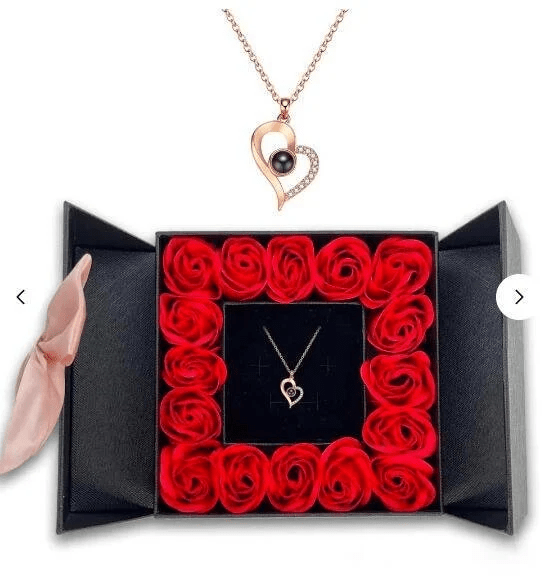 Glanzende 'Ik hou van jou in 100 Talen' sieraad ketting. Een verrassend en emotioneel cadeau voor haar.