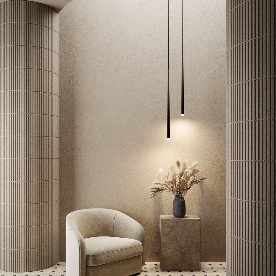 Stijlvolle zwarte hanglamp, moderne sfeermaker voor woonkamer interieur.