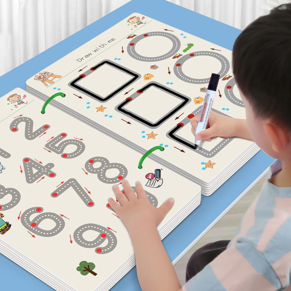 Interactief speelgoed: herbruikbaar schrijf- en traceerwerkboek, stimuleert vroege educatie en fijne motoriek bij kinderen.