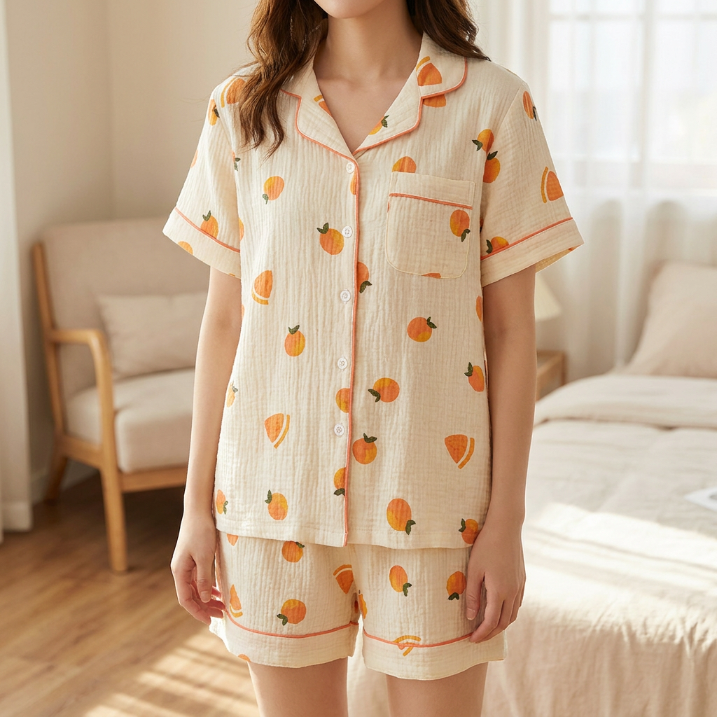 Elegante damespyjamaset van zacht katoen met bloemenprint voor ultiem comfort en een ontspannen nachtrust.