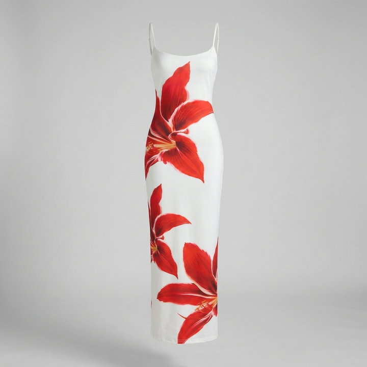 Veelzijdige dames bloemenjurk, elegant voor feestjes of casual voor dagelijks gebruik. Comfortabele midi jurk.