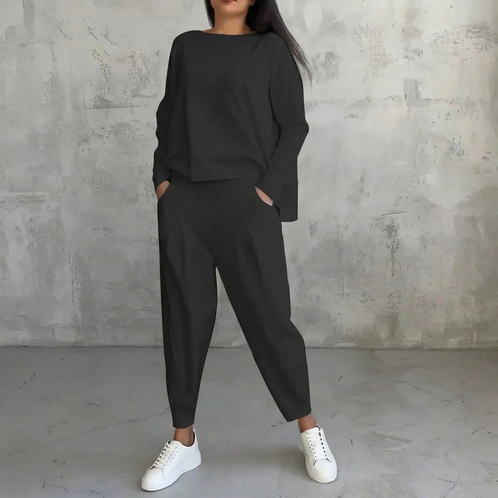 Dames tweedelige comfort loungeset in zacht polyester, ideaal voor ontspanning thuis, verkrijgbaar S-5XL.