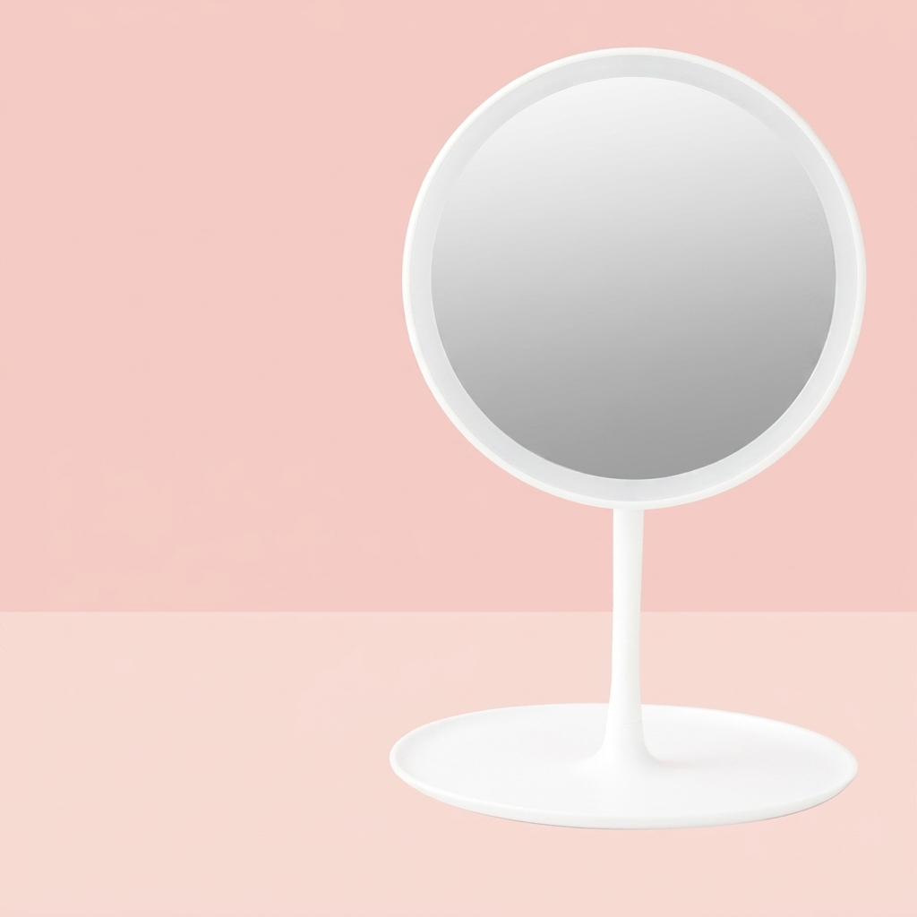 Draagbare oplaadbare make-up spiegel met LED verlichting, een praktisch cadeau voor beauty liefhebbers.