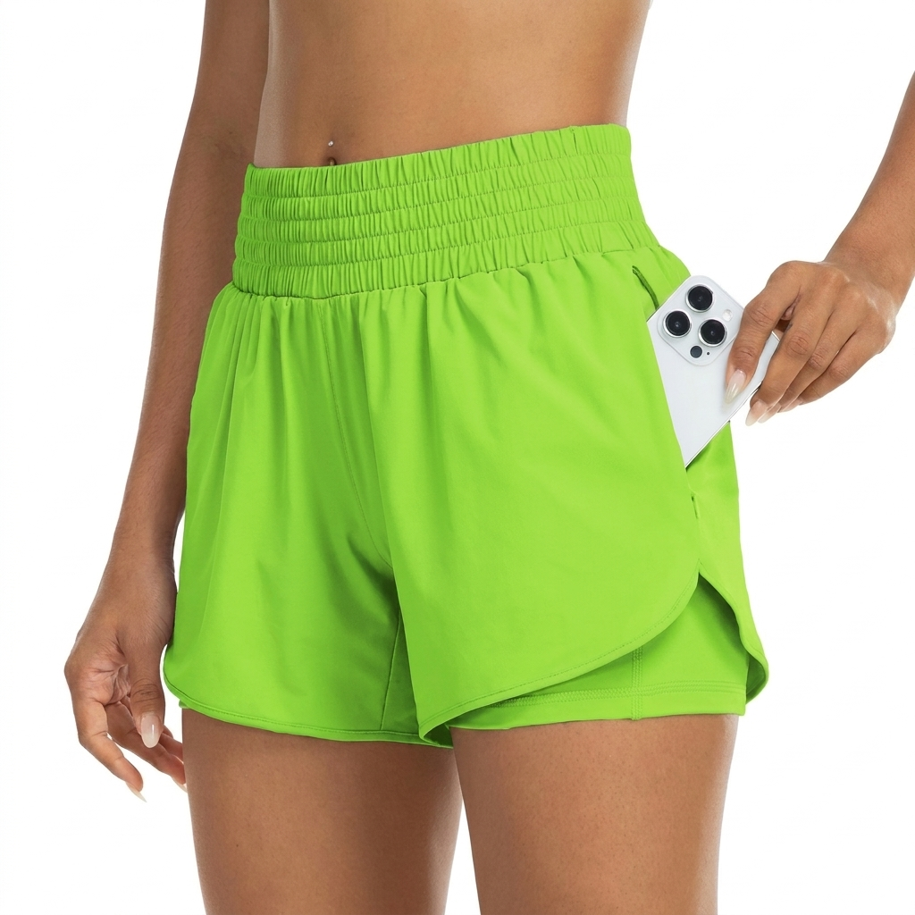 Hoge taille dames fitness short, biedt comfort en ondersteuning tijdens intensieve trainingen.