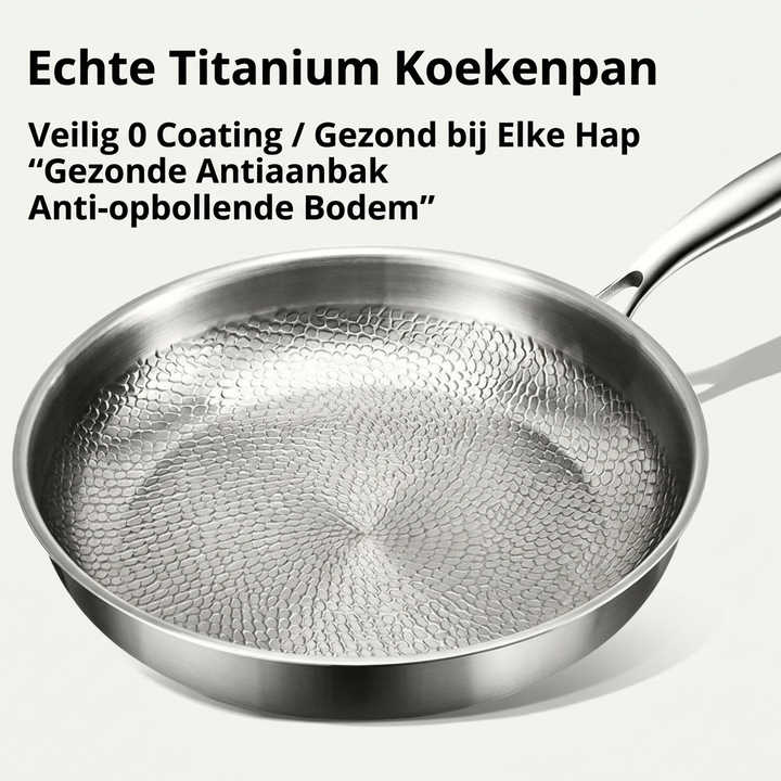 Titanium antiaanbak biefstukpan (mvb26) met handig deksel voor moeiteloos koken en reinigen.