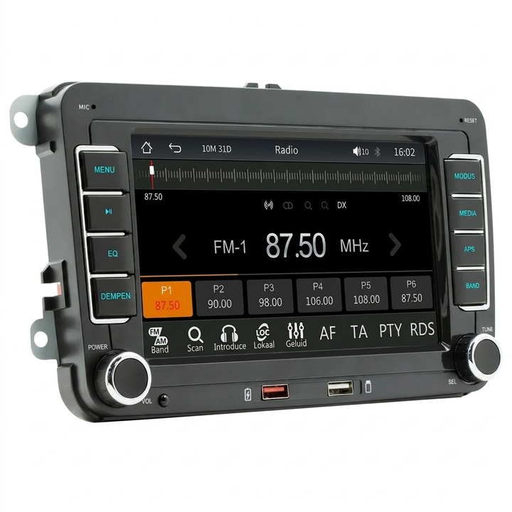 7-inch HD autoradio met touchscreen, Bluetooth en CarPlay voor complete in-car entertainment en handsfree bellen.