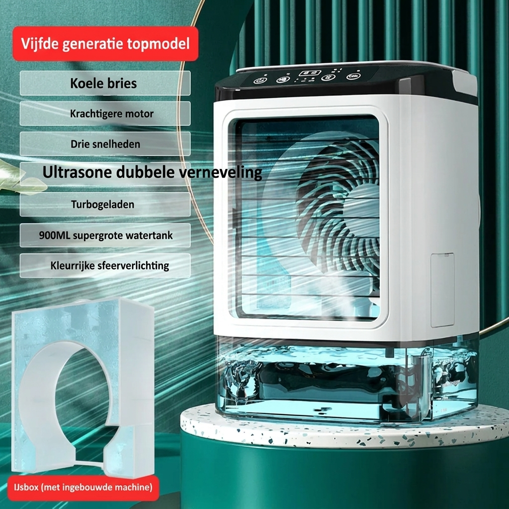 Draagbare USB luchtkoeler (CJ26) voor persoonlijke verkoeling op bureau of kantoor, compact en efficiënt.