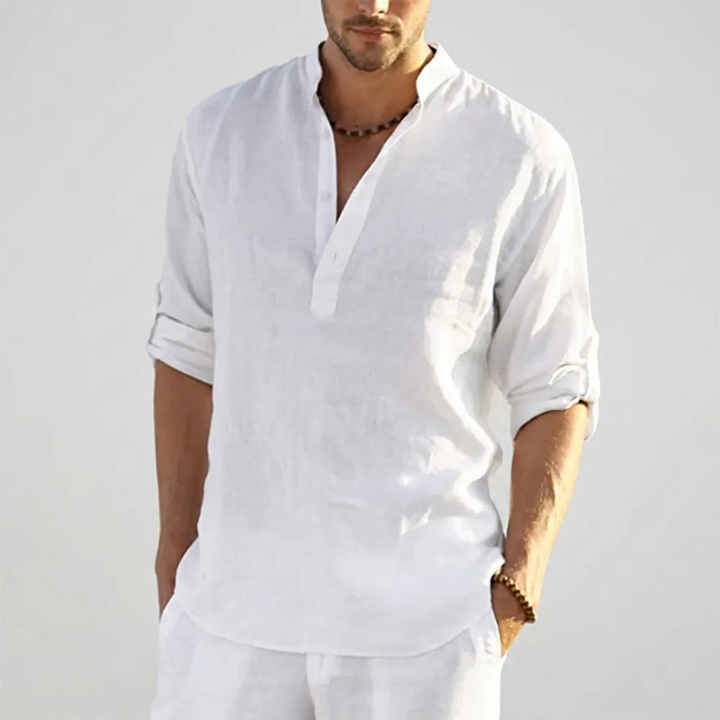 Wit casual heren Henley shirt type CJ26, ideaal voor lente en dagelijks comfort, ademend materiaal.