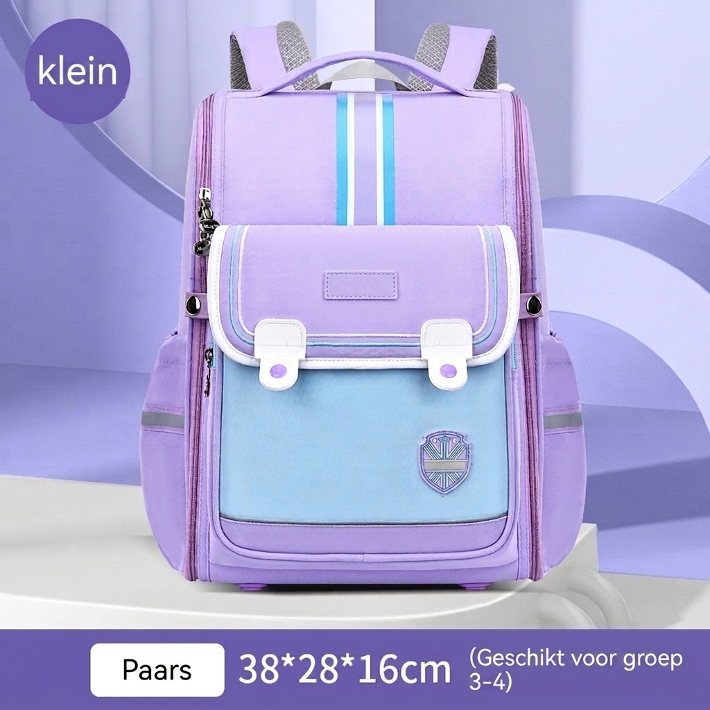 Duurzame meisjes schooltas, met rugbescherming en ergonomisch ontwerp voor dagelijks gebruik.