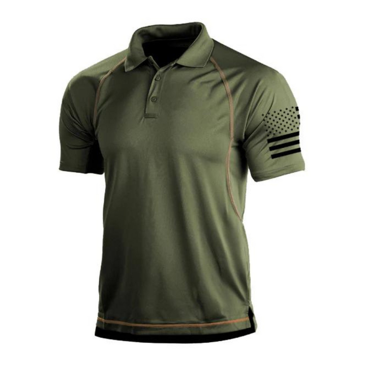 Grijs TrailCore heren outdoor poloshirt; sneldrogend, ademend en vochtafvoerend. Perfect voor sportief en casual zomercomfort.