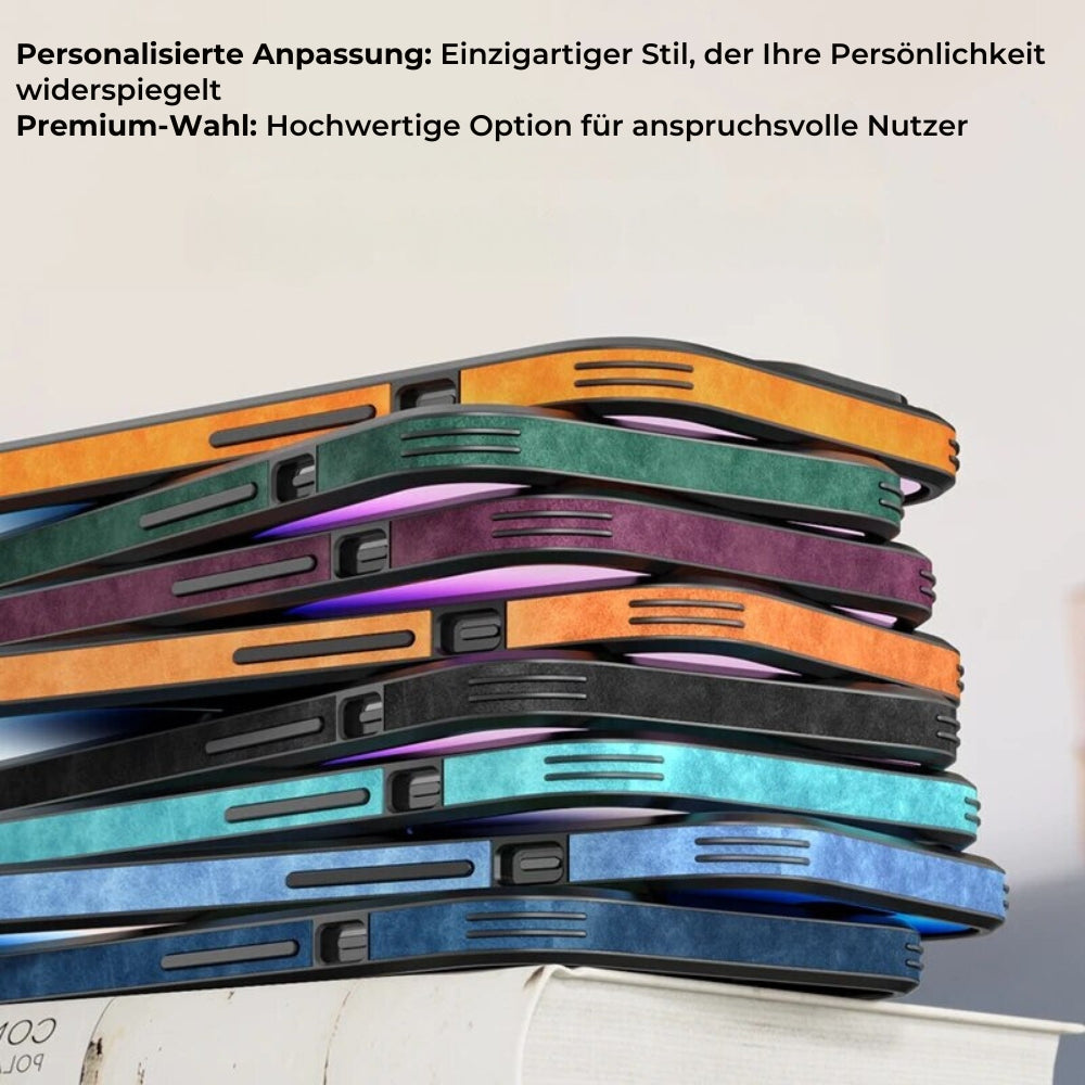 Compact leren beschermhoes voor iPhone, stijlvol, praktisch en schokbestendig.