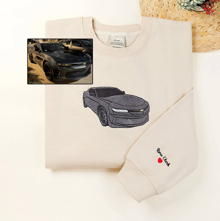Comfortabele unisex hoodie met gepersonaliseerd auto design, geweldig als Vaderdag cadeau.