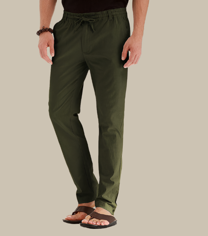 Luchtige heren zomerbroek, ademend materiaal met elastische tailleband voor ultiem comfort.