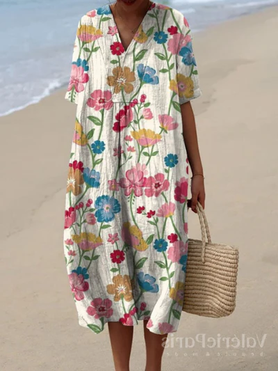 Damesmode: SANDSBERGORIGINALS jurk met bloemmotief, een must-have voor zomerse dagen.