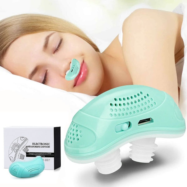 Fluisterstil AirEase Micro anti-snurkapparaat voor diepe slaap; compact en comfortabel voor betere ademhaling.