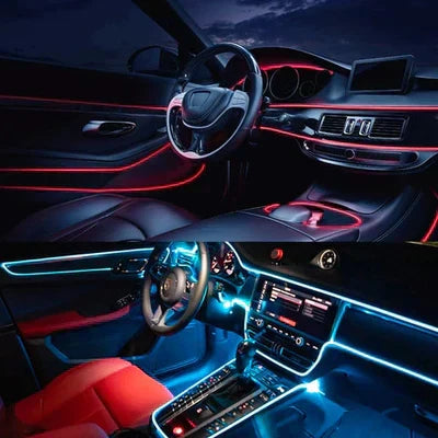 Sfeervolle RGB LED strip interieurverlichting voor auto, GlowLine. Creëert unieke autodecoratie en ambiance.