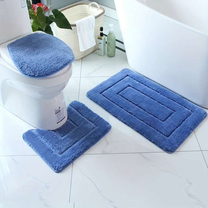 Antislip badmat set in badkamerinterieur. Luxe, zachte badkamermatten voor comfort en veiligheid.