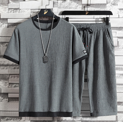 Heren sportieve 2-delige set, comfortabele en stijlvolle zomer outfit voor casual vrije tijd, ademend.