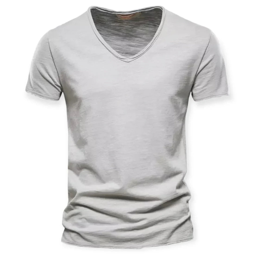 Comfortabel heren T-shirt met V-hals, ideaal voor casual dagelijks gebruik in de lente en zomer.