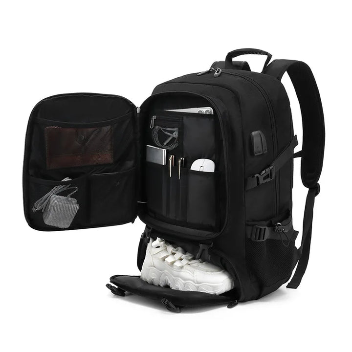Uitbreidbare reisrugzak (backpack) met grote capaciteit, ideaal voor heren en dames. Comfortabel en georganiseerd reizen.