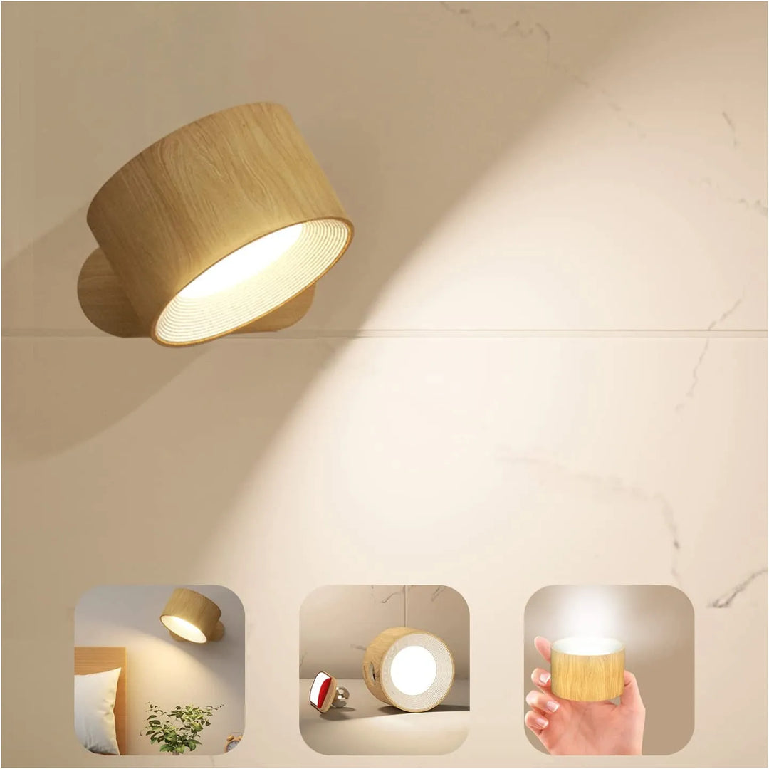 Moderne draadloze LED wandlamp met touchbediening. 360 graden draaibaar en oplaadbaar voor optimale, flexibele verlichting.