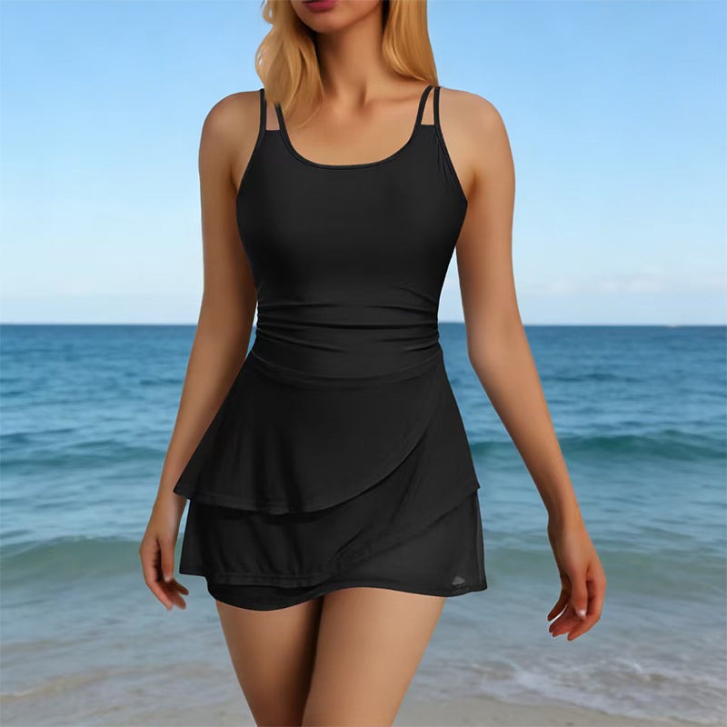 Dames elegant badpak met rokje, perfect voor strand en zwembadplezier.