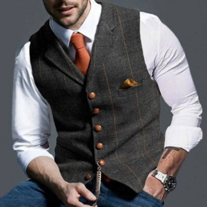 Formeel heren gilet met ruitpatroon, perfect voor zakelijke kleding of een chique avond uit.
