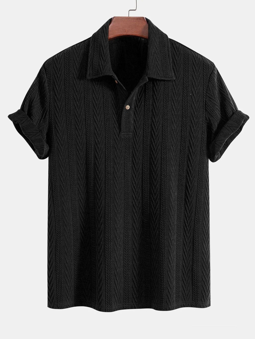 Donkergroene jacquard herenpolo, ademend en comfortabel. Stijlvolle polo voor casual kleding.