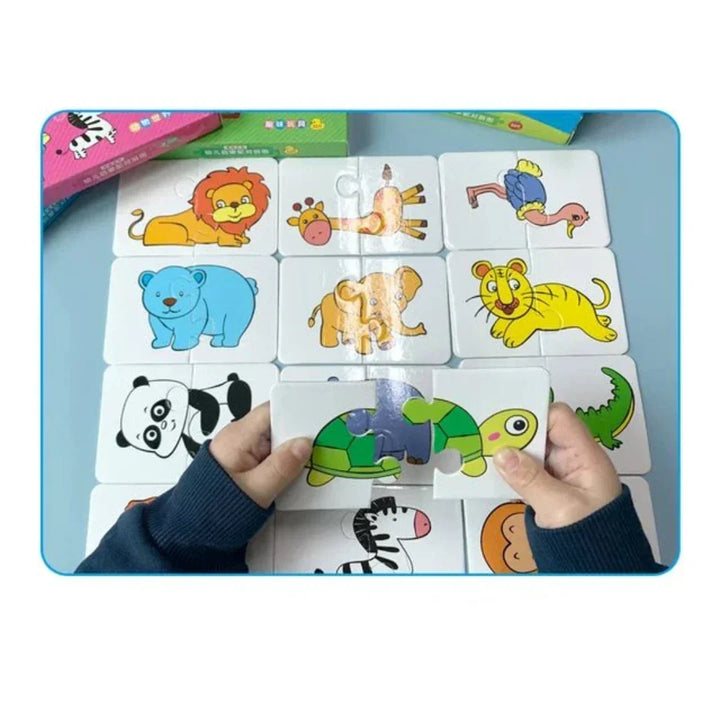 Kinderen ontdekken vrolijke prenten met het memospel, verbetert geheugen en waarneming.